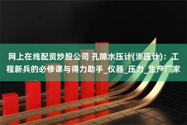 网上在线配资炒股公司 孔隙水压计(渗压计)：工程新兵的必修课与得力助手_仪器_压力_生产厂家
